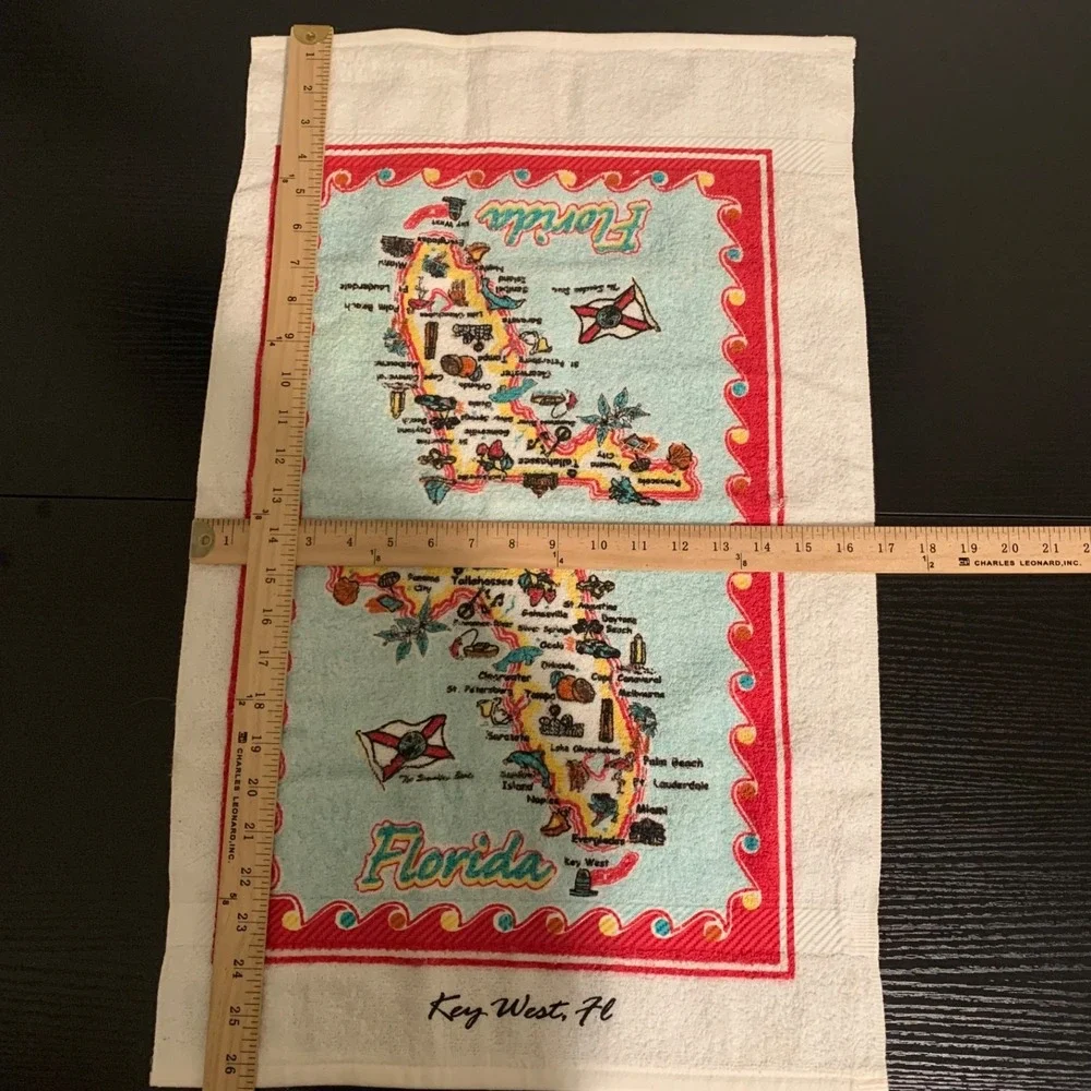 Retro State of Florida Key West Map Kitchen Tea/Dish Terry‎ Cloth Towel